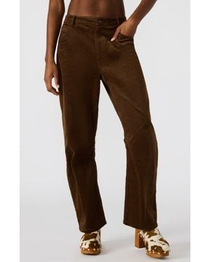 Steve Madden Hart Straight Leg Corduroy Pants - Brown
