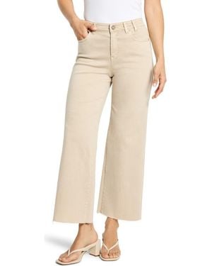 NIC+ZOE Weekend Raw Hem Mid Rise Ankle Wide Leg Jeans - Natural