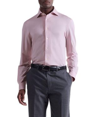 Bugatchi Devon Ooohcotton Houndstooth Button-Up Shirt - Red