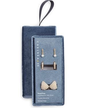 Chelsea28 3 Pairs Of Demi Fine Faux Pearl Earrings - Blue