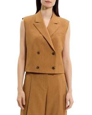 Theory Double Breasted Crop Vest - Brown