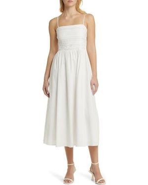 Wayf X Styled By Coco! Sammie Pleat Strapless Stretch Cotton Sundress - White