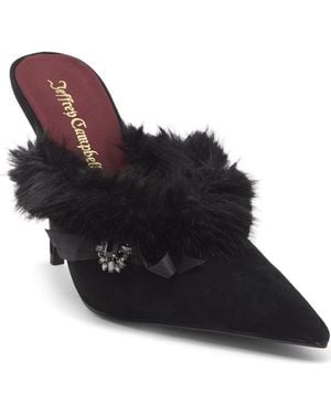 Jeffrey Campbell Rococo Faux Fur Mule - Black