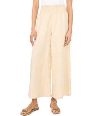 Vince Camuto Smocked Waist Crop Wide Leg Pants - Natural