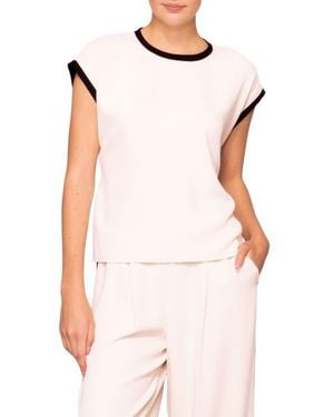 MELLODAY Cap Sleeve Contrast Trim Top - White