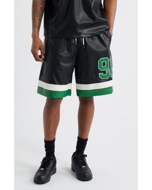Criminal Damage Stadium Faux Leather Shorts - Black