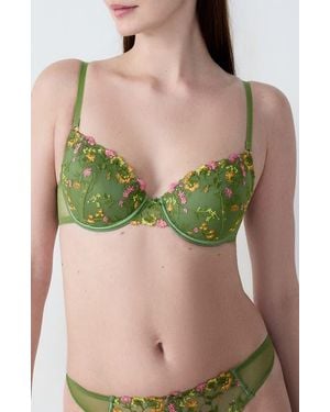 Etam Gourmandise No. 2 Underwire Plunge Push-Up Bra - Green