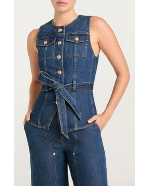 Cinq À Sept Reenee Tie Waist Denim Vest - Blue