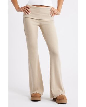 BP. Cozy Flare Rib Pants - Natural