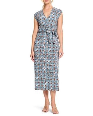 NIC+ZOE Sand Dollar Stella Medallion Print Midi Dress - Blue