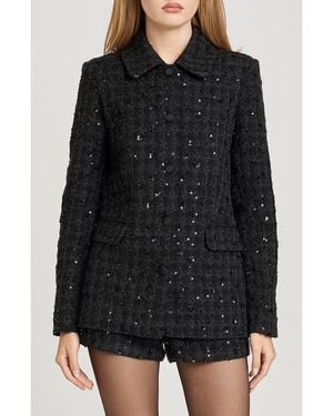 Wayf X Sara Walker Andie Sequin Tweed Jacket - Black