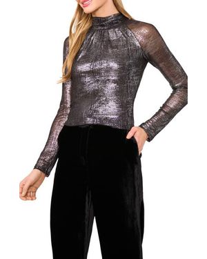 Ted Baker Metalllic Ruched Turtleneck Top - Black