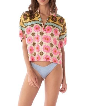 Maaji Octavia Crop Cover-Up Shirt - Red