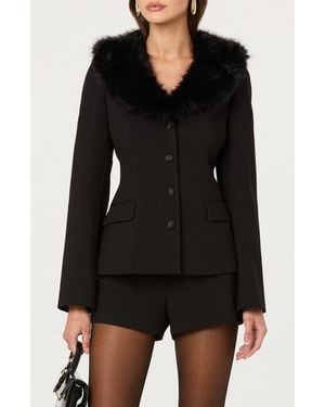 Astr Stefani Jacket With Removable Faux Fur Collar - Black