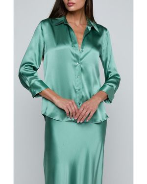 L'Agence Dani Silk Charmeuse Blouse - Green