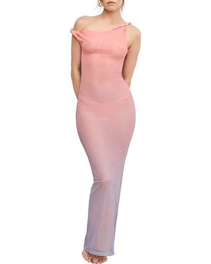 GOOD AMERICAN Mesh Twist Cover-Up Maxi Dress - Red
