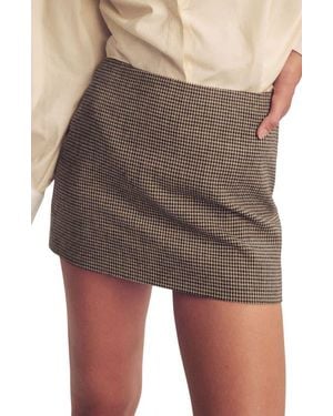 Reformation Carla Houndstooth Miniskirt - Brown