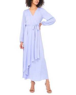 Vince Camuto Wrap Front Long Sleeve Maxi Dress - Blue