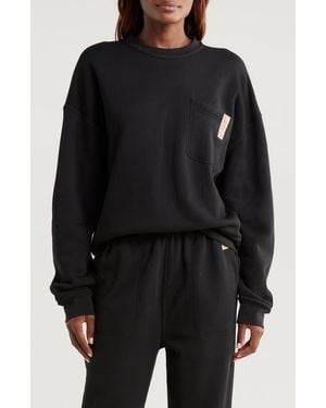 Lunya Silksweats Oversize Cotton Blend Pajama Sweatshirt - Black