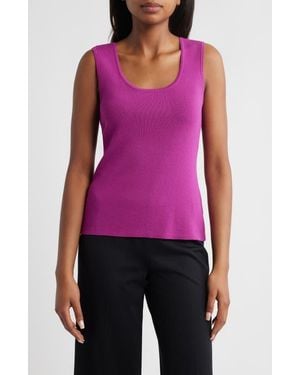 Tahari Scoop Neck Sweater Tank - Purple
