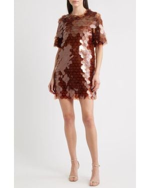 Saylor Stara Paillette Minidress - Brown