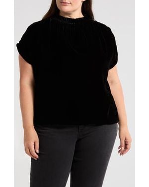 Wit & Wisdom Ruffle Velvet Top - Black