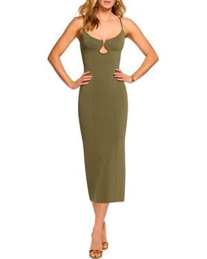 Ramy Brook Sloan Sculpted U-Neck Rib Midi Dress - Green
