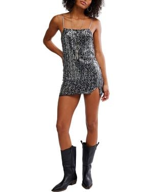 Free People Midnight Kiss Sequin Mini Slipdress - Gray
