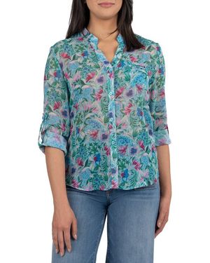 Kut From The Kloth Jasmine Chiffon Button-Up Shirt - Blue