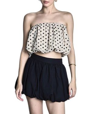 Endless Rose Polka Dot Strapless Bubble Top - Blue