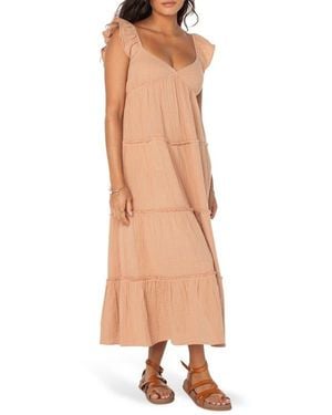 Roxy Palmy Days Tiered Cotton Midi Dress - Multicolor