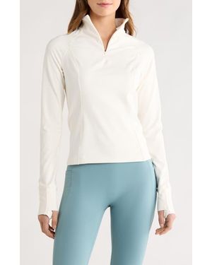Beyond Yoga Pacer Fleece Quarter Zip Pullover - White