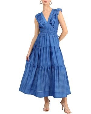 Adelyn Rae Ennie Textured Tiered Midi Dress - Blue