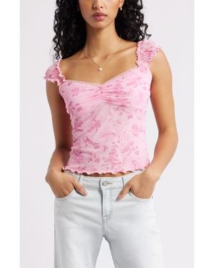 BP. Print Mesh Top - Purple
