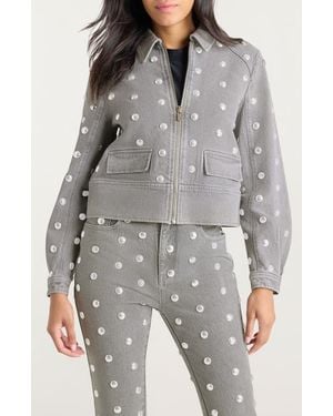 Cinq À Sept Harriet Studded Denim Jacket - Gray