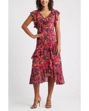 Chelsea28 Ruffle Tiered Chiffon Midi Dress | Lyst