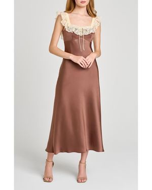 Wayf Ella Lace Trim Slipdress - Brown