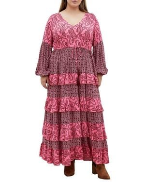 City Chic Clementine Long Sleeve Tiered Maxi Dress