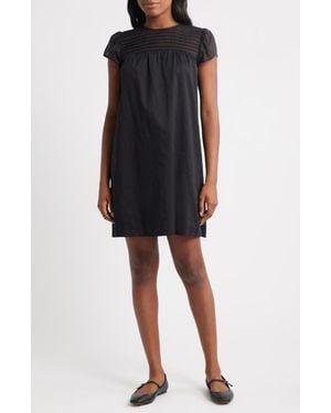 Charles Henry Pintuck Cotton Minidress - Black
