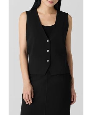 Eileen Fisher V-Neck Silk Vest - Black