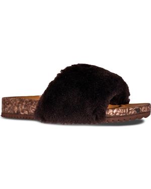 Fleks San Ysidro Genuine Shearling Slide Sandal - Black