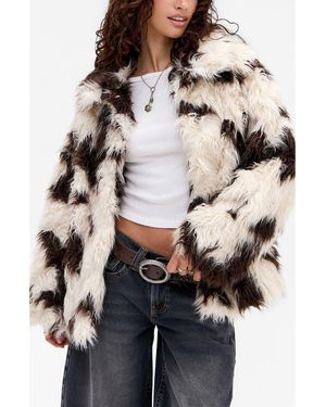 BDG Wilson Spotted Faux Fur Jacket - Gray