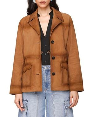 Avec Les Filles Suede Notch Collar Jacket - Brown