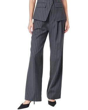 Endless Rose Pinstripe High Waist Pants - Blue