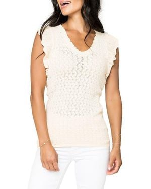 Gibsonlook Pointelle Sleeveless Sweater - White