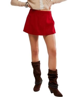 Free People Paradise Found Faux Suede Skort - Red