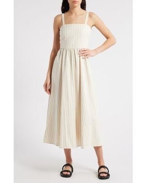 FRNCH Casey Stripe Floral Jacquard Cotton Blend Sundress - Natural