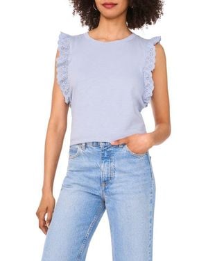 Two By Vince Camuto Ruffle Eyelet Tank Top - Blue