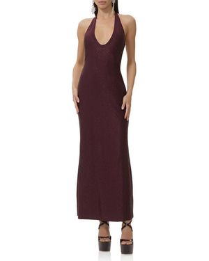 AFRM Rhinestone Halter Open Back Cocktail Dress - Purple