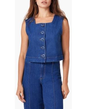 Habitual Button Front Denim Vest - Blue